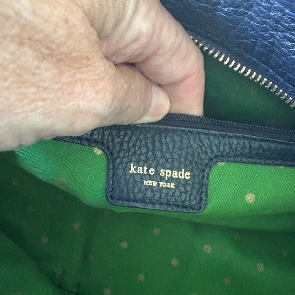 Kate Spade Perforated Navy Blue Leather Rectangle Green Lining Teacher Office - Picture 4 of 15